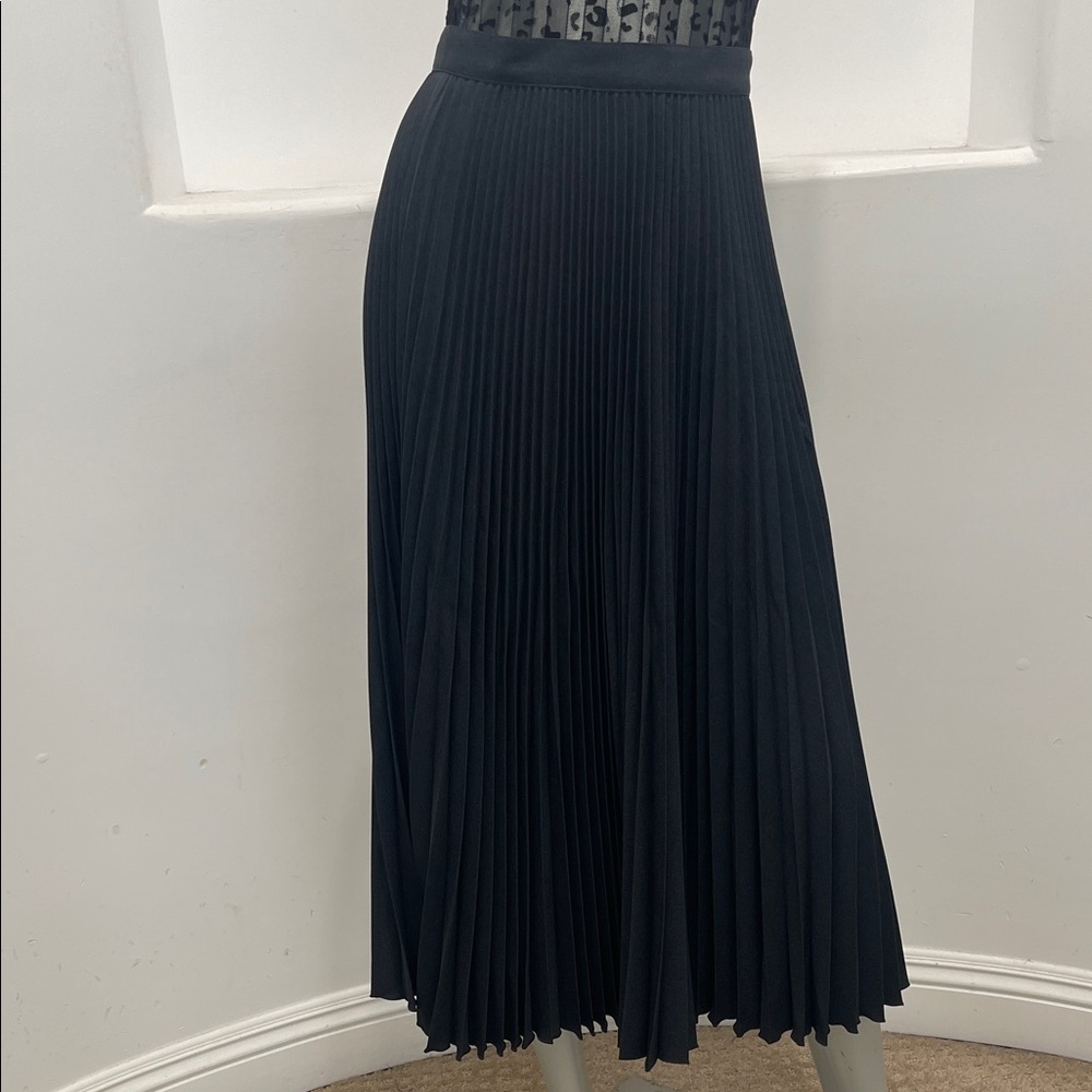 C & M Materieux De France  Black Pleated Midi Skirt